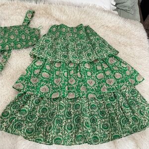 Harlow Vibrant Green and Cream Skirt